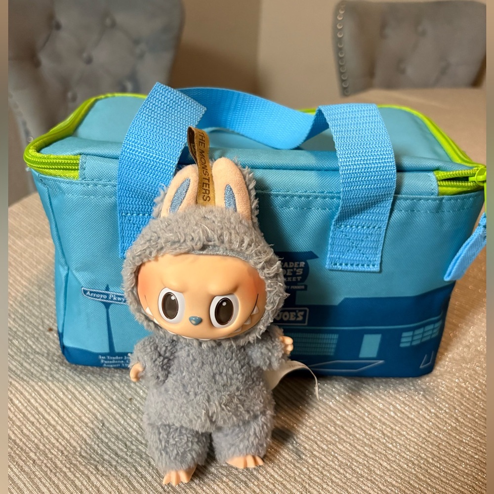 Trader Joe's Mini insulated cooler bag.
Beautiful blue and green accent color.